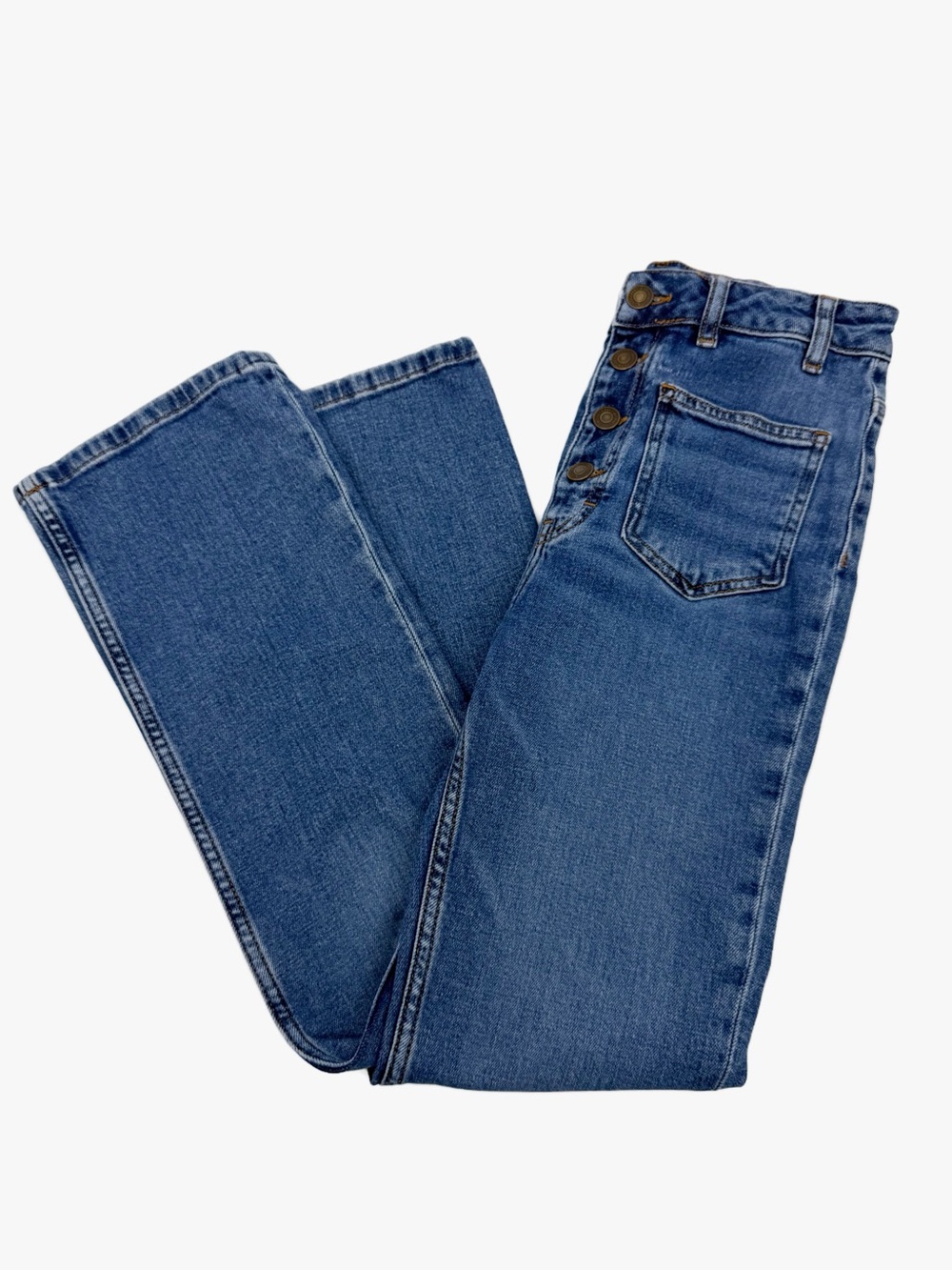 Maje Paris Button Fly Straight Leg Jeans Blue High Rise Denim Women’s Size 26